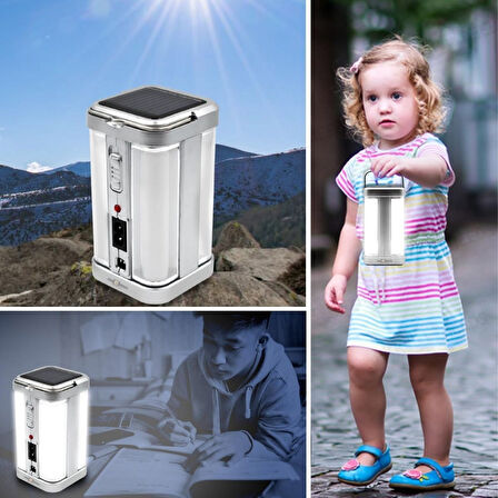 BUFFER®  Güneş Enerjili Şarjlı Işık 1200mAh Yeniden Şarj Edilebilir Batarya