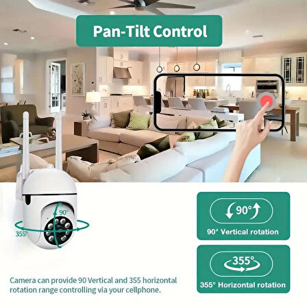 CLOUD IP CAMERA WİFİ GECEGÖRÜŞLÜ HAFIZA KARTLI 360 DERECE DÖNEBİLEN 