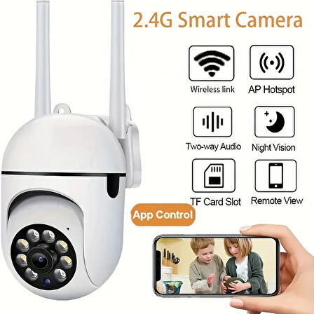 CLOUD IP CAMERA WİFİ GECEGÖRÜŞLÜ HAFIZA KARTLI 360 DERECE DÖNEBİLEN 