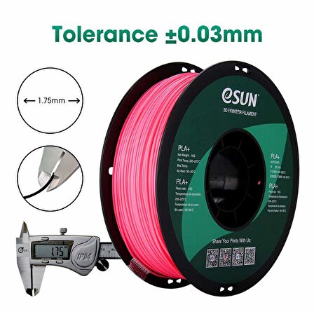 eSUN PLA+ Filament Pembe 1.75mm 1kg Standart