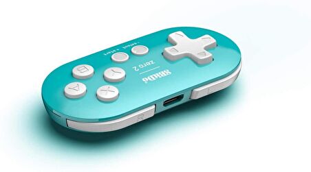 8Bitdo Zero 2 Bluetooth Oyun Kolu Nintendo Switch, PC, Mac Os, Android Turkuaz