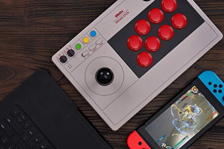 8Bitdo Arcade Stick Bluetooth Kablosuz Nintendo Switch , PC, MacOS, Steam & Raspberry Pi Uyumlu