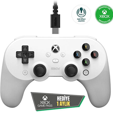 8BitDo Pro 2 Hall Effect Kablolu Controller Xbox Series X Series S - 0ne & Windows PC Beyaz