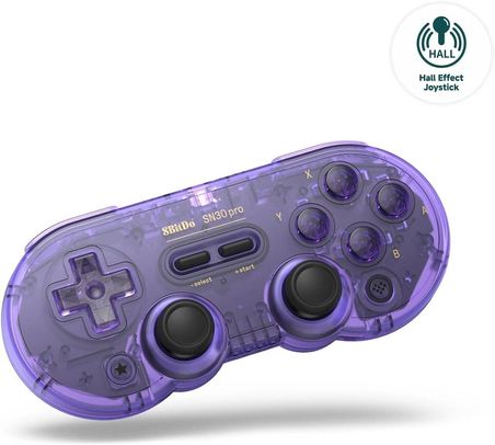 8Bitdo Sn30 Pro Bluetooth Kablosuz Hall Effect Oyun Kolu Mor Transparan- Nintendo Switch/Switch 2, PC, macOS, Android, Steam Deck & Raspberry Pi