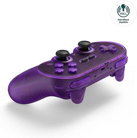 8Bitdo Pro 2 Bluetooth Controller Kablosuz Hall Effect Oyun Kolu ,Nintendo Switch/Switch 2,PC, Android,Steam Deck ,Apple ,macOS, Raspberry Pi Transparan Mor