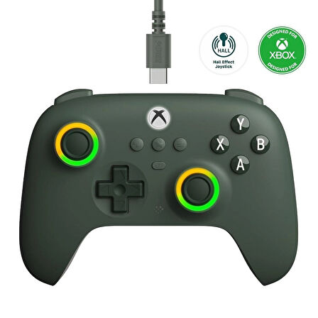 8BitDo Ultimate C Kablolu Hall Effect Controller Xbox Series X Series S - 0ne & Windows PC Koyu Yeşil