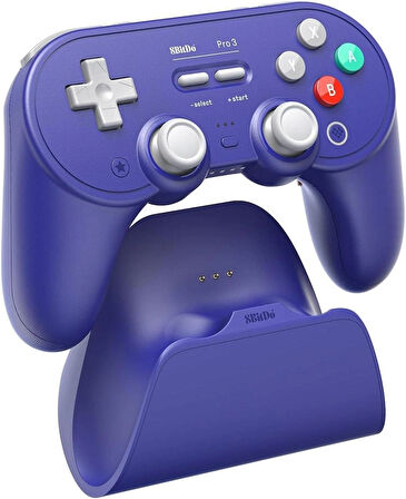 8Bitdo Pro 3 TMR Joystick Hall Effect Triggers Bluetooth Controller Nintendo Switch 2 Kablosuz Oyun Kolu , PC, macOS, Android, Steam & Raspberry Pi Purple