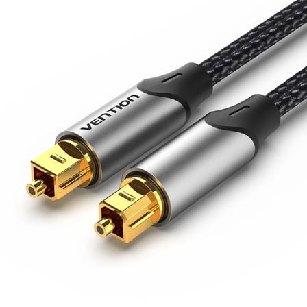 Vention Dijital Optik Fiber Ses Kablosu Toslink SPDIF Pamuk Örgülü Alüminyum Alaşım Gri 2m 
