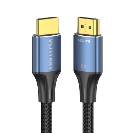 Vention HDMI 2,1 Kablo 8K 60Hz 4K 120Hz 48Gbps Pamuk Örgülü Alüminyum Alaşım Mavi 2m