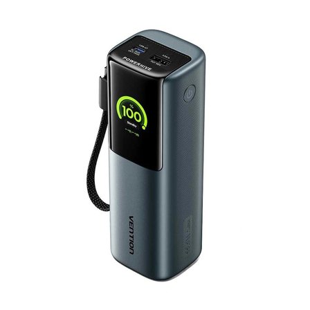 Vention Powerhive Serisi 27000mAh 200W Powerbank TFT Renkli Ekranlı, Hızlı Şarjlı ve Dahili Kablolu - FKG Siyah