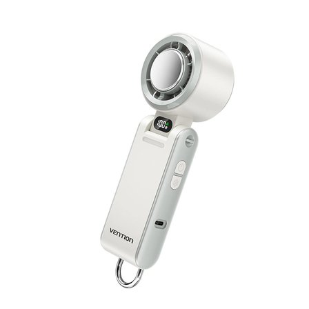 Vention USB 5V Yüksek Hızlı Şarjlı El Fanı, Süperiletken Metal Soğutma Panelli, 13000 RPM Turbofan, 100 Kademeli Ayarlanabilir Hız, Beyaz LED Ekranlı, 180° Katlanabilir Taşınabilir Cep Vantilatörü, Beyaz - PBC
