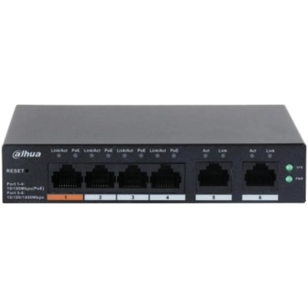 DAHUA CS4006-4ET-60, 4 Port, Megabit, PoE 60W, 2 Port Uplink, Cloud Yönetilebilir, Switch
