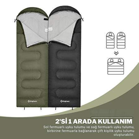 KingCamp Oasis 250 Ultralight Uyku Tulumu Olive Sol F.