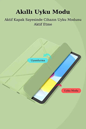 Apple iPad 11. Nesil Uyumlu 11 inç Kalem Bölmeli Standlı Fuchsia Tri Folding Tablet Kılıfı