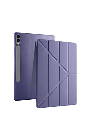 Galaxy Tab S10 Ultra Uyumlu 14,6 inç Kılıf Fuchsia Akıllı Kalem Bölmeli Standlı Tri Folding Smart Kılıf