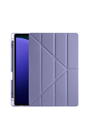 Galaxy Tab S10 Ultra Uyumlu 14,6 inç Kılıf Fuchsia Akıllı Kalem Bölmeli Standlı Tri Folding Smart Kılıf
