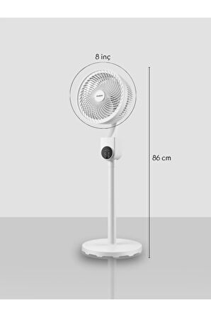8 Inch Otomatik Sağ Sol Salınımlı Uzaktan Kumandalı Dokunmatik Ekran 86 Cm Zaman Ayarlı Vantilatör