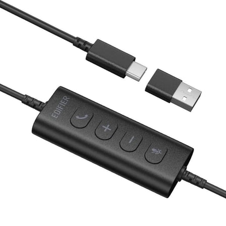 Edifier CC100 USB-C/USB-A Kablolu Mono Çağrı Merkezi Kulaklığı – AI Mikrofon Noise Cancelling, 240° Döner Mikrofon - Siyah