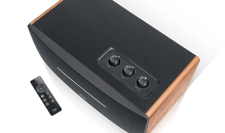 Edifier D12 70W RMS Bluetooth 5.0 Entegre Masaüstü Stereo Hoparlör – RCA/AUX Girişli, Uzaktan Kumandalı - Kahverengi