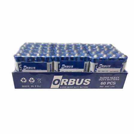 Orbus Aluminyum AAA İnce Kalem Pil / Pakette 60 Adet Bulunur