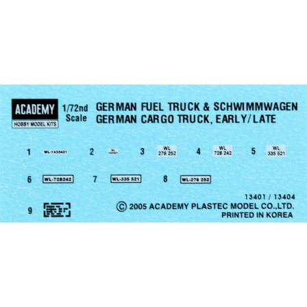 Academy 1/72 Alman WWII Kargo Kamyonları Maketi Seti 13404