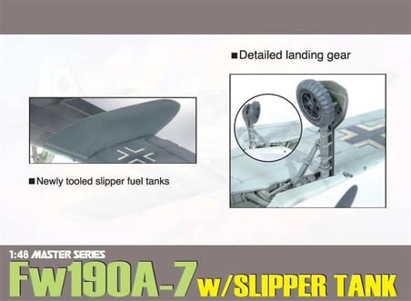 1/48 Focke Wulf Fw 190A-7 (W/Slipper Tank) Savaş Uçağı Maketi, Dragon 5545