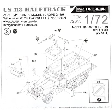 1/72 Amerikan M3 Yarı Paletli Tankı Maketi, Academy 72013