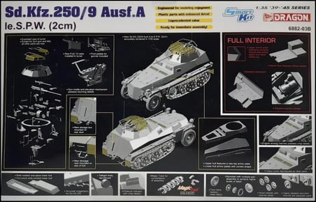 1/35 Sd.Kfz.250/9 Ausf.A le.S.P.W. (2cm) Yarı Paletli Askeri Araç Maketi, Dragon 6882