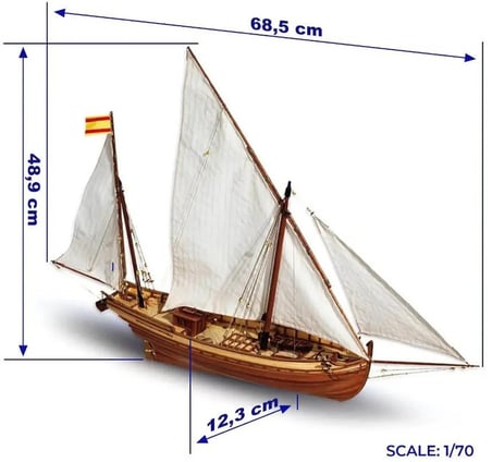 1/70 San Juan Yelkenli Tekne Ahşap Maketi, Occre 12001