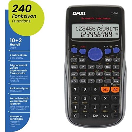 Daxi X-500 240 Fonksiyonlu Bilimsel Hesap Makinesi Siyah