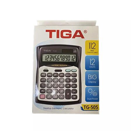 Tiga TG-505 12 Hane Masaüstü Hesap Makinesi