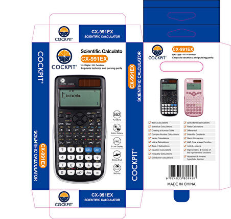 Cockpit CX-991EX 552 Fonksiyonlu Bilimsel Hesap Makinesi Siyah