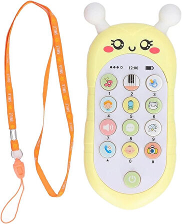 Diş kaşıyıcılı bebek telefonu sarı-pembe-mavi renk