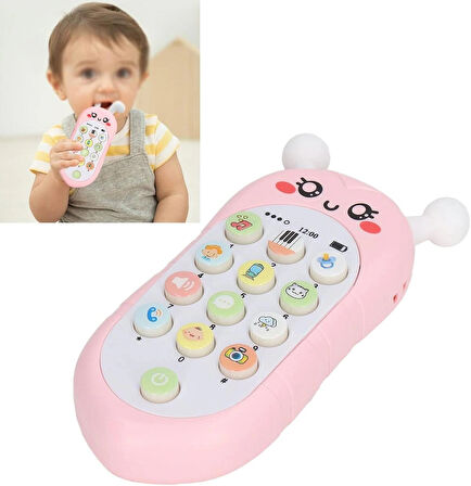 Diş kaşıyıcılı bebek telefonu sarı-pembe-mavi renk