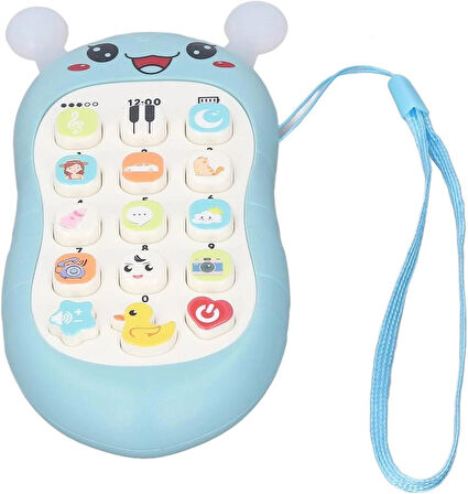 Diş kaşıyıcılı bebek telefonu sarı-pembe-mavi renk