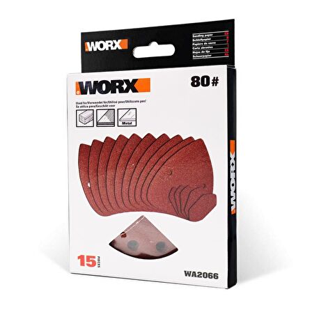 WORX WA2066 140x90mm 80 Kum, 15 Adet Cırtlı Universal Mouse Zımpara Kâğıdı