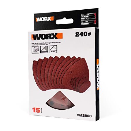 WORX WA2068 140x90mm 240 Kum, 15 Adet Cırtlı Universal Mouse Zımpara Kâğıdı 