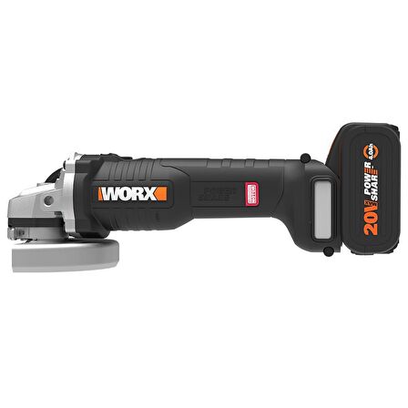 WORX WX812 20Volt 4.0Ah. 125mm Kömürsüz Profesyonel Şarjlı Avuç Taşlama 