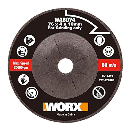 WORX WA6074 WX801 İçin 76x10mm Metal Taşlama Taşı 