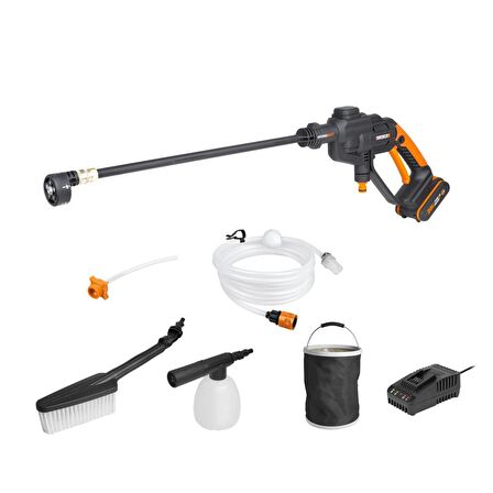 WORX WG620E.2 20Volt 2.0Ah. Li-ion 24 Bar Basınçlı Yıkama Tabancası + 4 Parça Yıkama Seti 