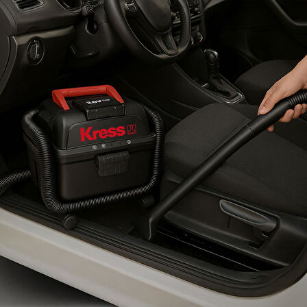 Kress KH035.9 20Volt 250W/17Kpa Kömürsüz Flexi Esnek Hortumlu Profesyonel Şarjlı Islak/Kuru Süpürge & Üfleme (Akü Dahil Değildir)