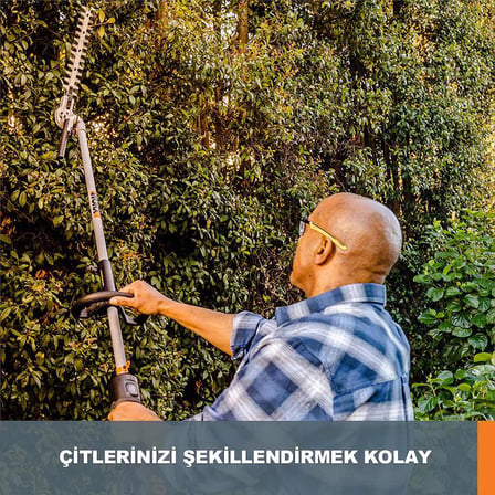 WORX WA0220 WG186E.1 ile Uyumlu 43CM Teleskobik Uzatmalı Açı Ayarlı Çit Budama Başlığı 