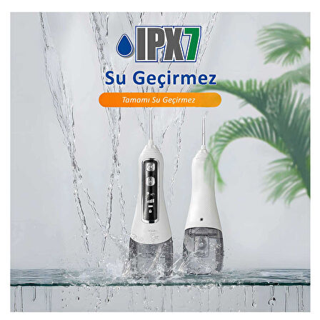 Waterpulse V580 Water Flosser Taşınabilir Şarjlı Masajlı Diş/Protez Bakım ve Ağız Duşu-Beyaz