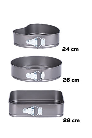Porsima 911 3lü Yanmaz Yapışmaz Metal Kilitli Kelepçeli Kek Kalıbı Seti