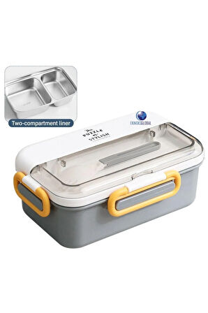 1200 ml Çift Renkli Lunchbox Yeni Koleksiyon 2 Katlı Çelik Sefer Tası Yemek Kutusu
