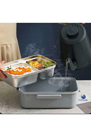Bento 1200ml Çift Renkli Lunchbox Yeni Koleksiyon 2 Katlı Çelik Sefer Tası Yemek Kutusu