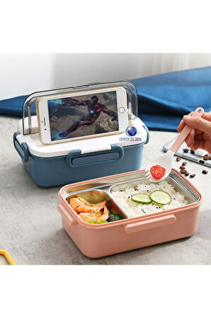 Bento 1200ml Çift Renkli Lunchbox Yeni Koleksiyon 2 Katlı Çelik Sefer Tası Yemek Kutusu