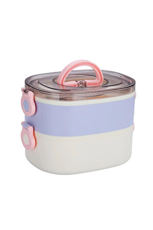 Bento 1200ml Çift Renkli Lunchbox Yeni Koleksiyon 2 Katlı Çelik Sefer Tası Yemek Kutusu