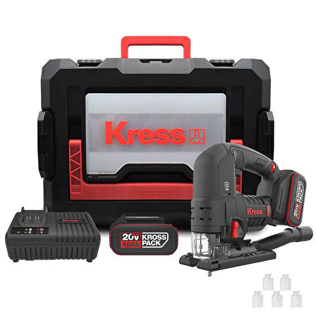 Kress KUE26 20Volt 4.0Ah Li-ion Çift Akülü Profesyonel Kömürsüz Devir Ayarlı Şarjlı Dekupaj Testere 