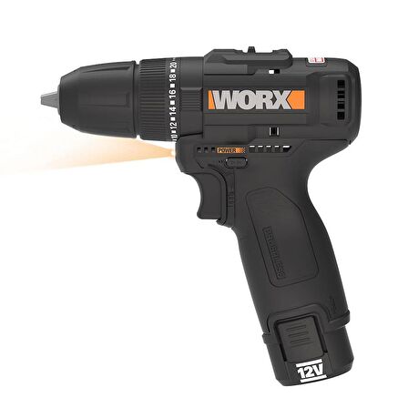 WORX WX121 12Volt/2.0Ah Li-ion Çift Akülü Kömürsüz Profesyonel Şarjlı Darbeli Matkap + 5 Parça Aksesuar